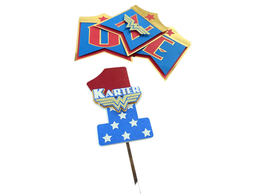 One-der woman cake topper and high chair birthday banner