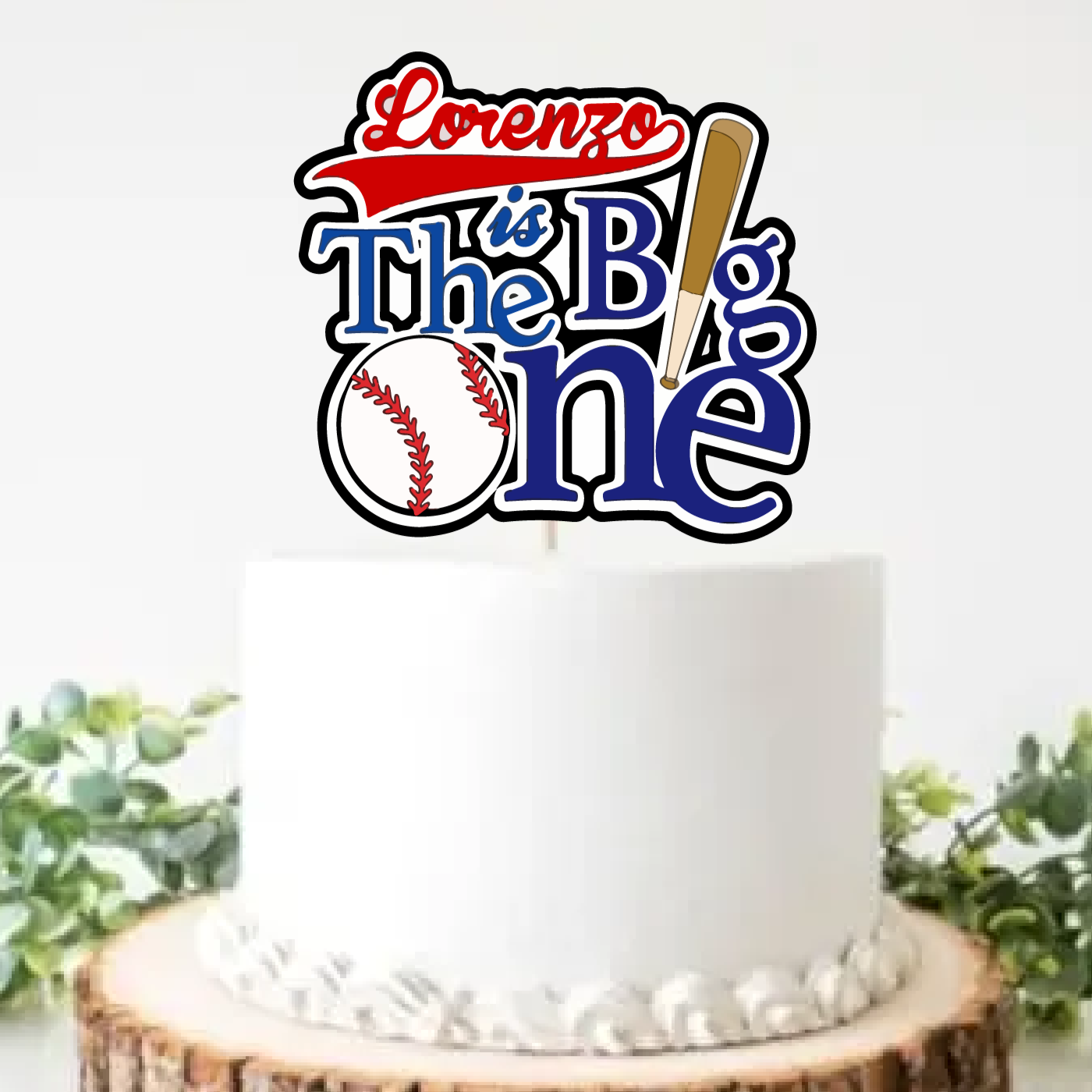 the big one slugger cake topper
