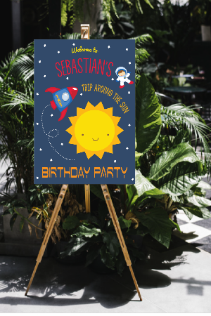 1st birthday around the sun yard sign digital