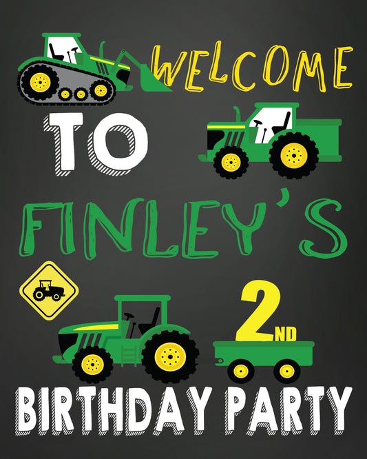 GREEN FARM TRACTOR BIRTHDAY SIGN