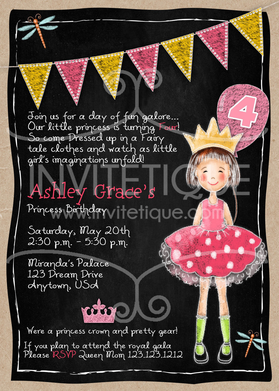 Pink Princess Invites - Invitetique