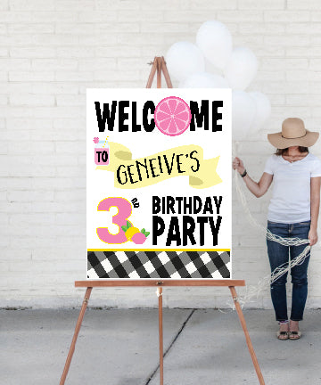 Pink lemon welcome sign