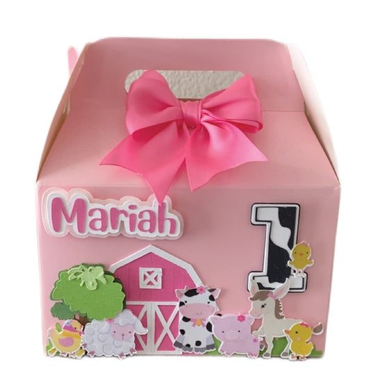 Pink Farm Gable favor box