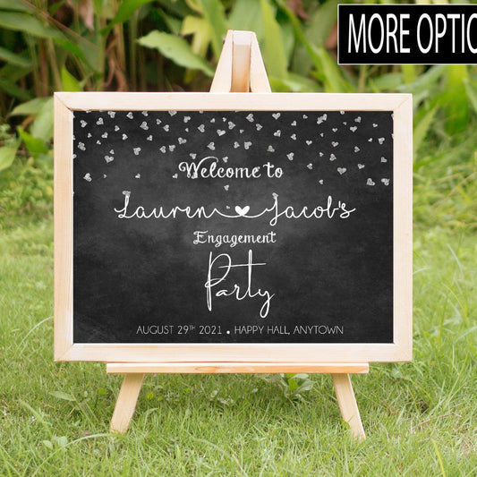 Chalk and Hearts Engagement Welcome Party Sign - Invitetique