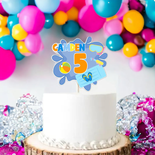Orange pool party Cake Topper