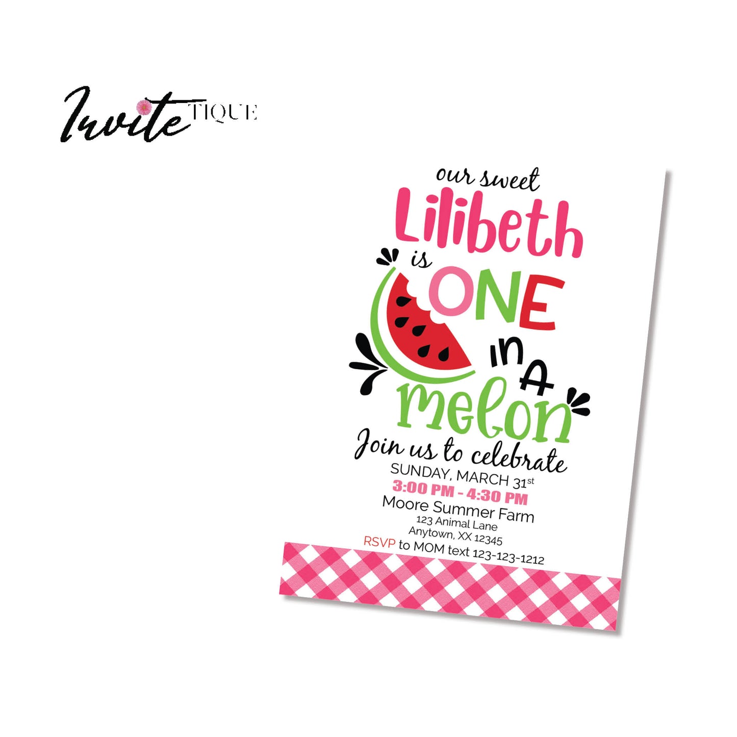 watermelon invitation, girl summer watermelon invitations, first birthday