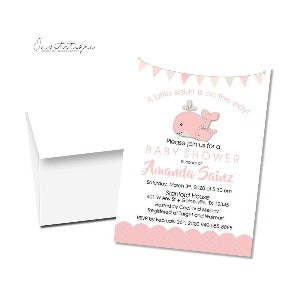 A Happy whale & Squirt Baby Shower Invitations - Pink - Invitetique