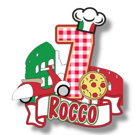 Italy Theme Birthday Cake Topper