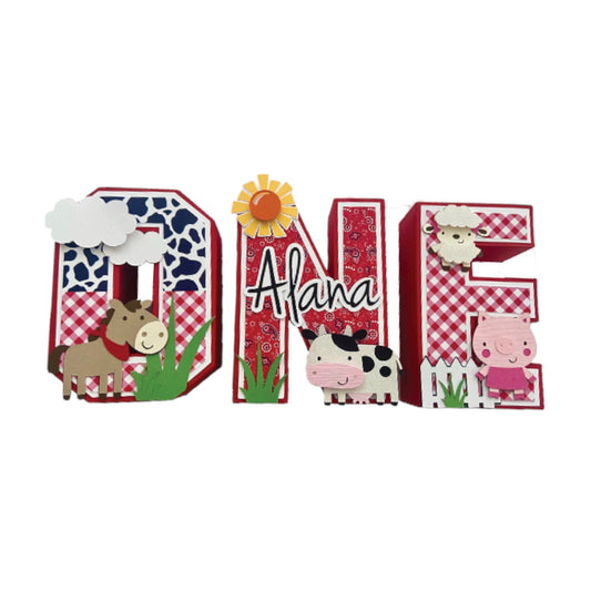 Red Farm Birthday 3D letters