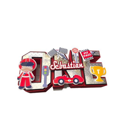  vintage race car 3d letters